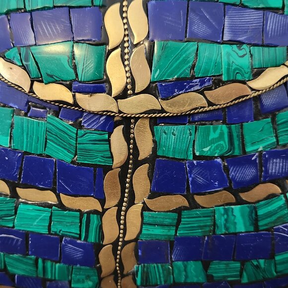 RAMLA Moroccan Mosaic Bag- Blue, Green, & Gold - Picture 3 of 10